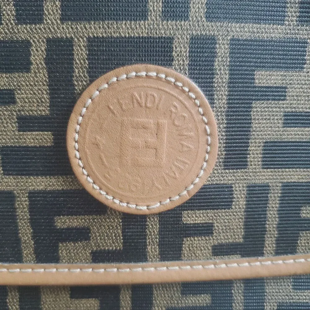 Vintage Fendi Zucca Crossbody Bag Brown FF Monogram Canvas Messenger Italy - Picture 6 of 15
